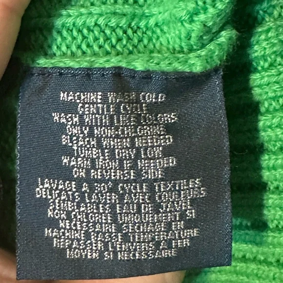 Polo Ralph Lauren Men’s XL Cable Knit Sweater Green 100% Cotton Crewneck - Picture 7 of 7